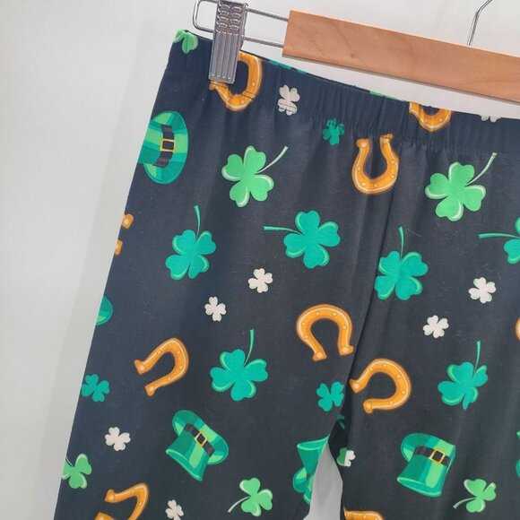 Womens M Shamrock Print Leggings St Patricks Day Clover Horseshoe Lucky Pants - Picture 7 of 12